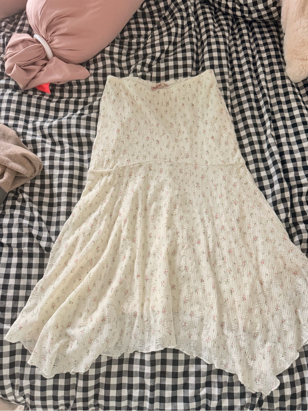 Women’s Cream Floral A-Line Midi Skirt
